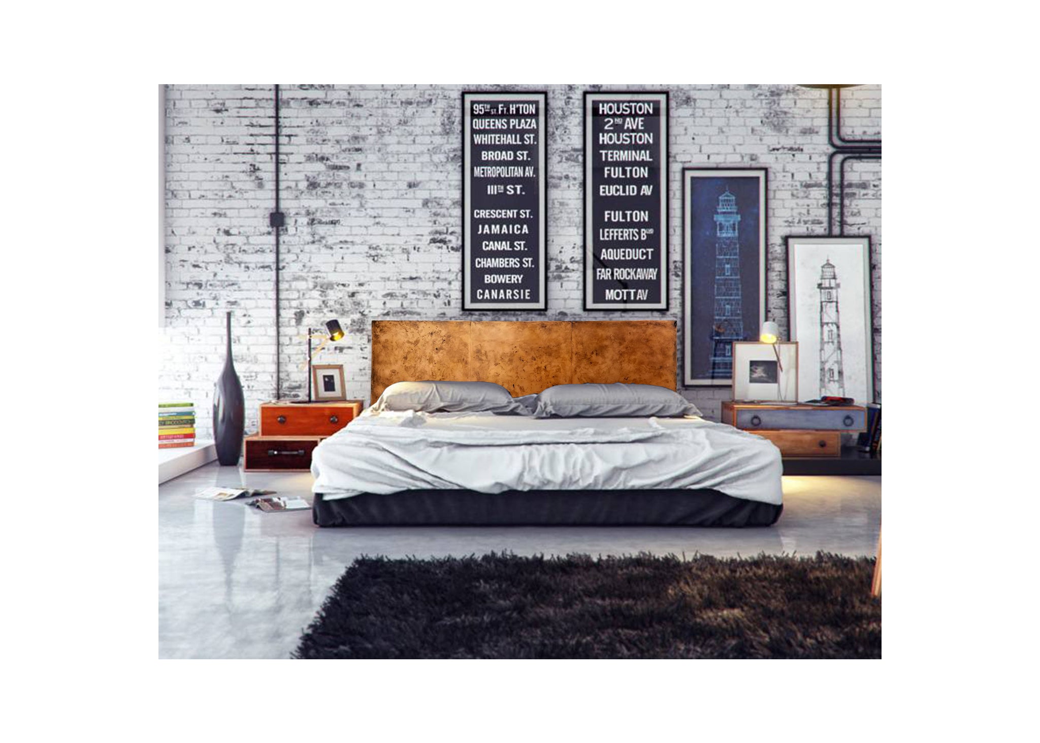 Aged Copper Panel Headboard Desert Metal Design